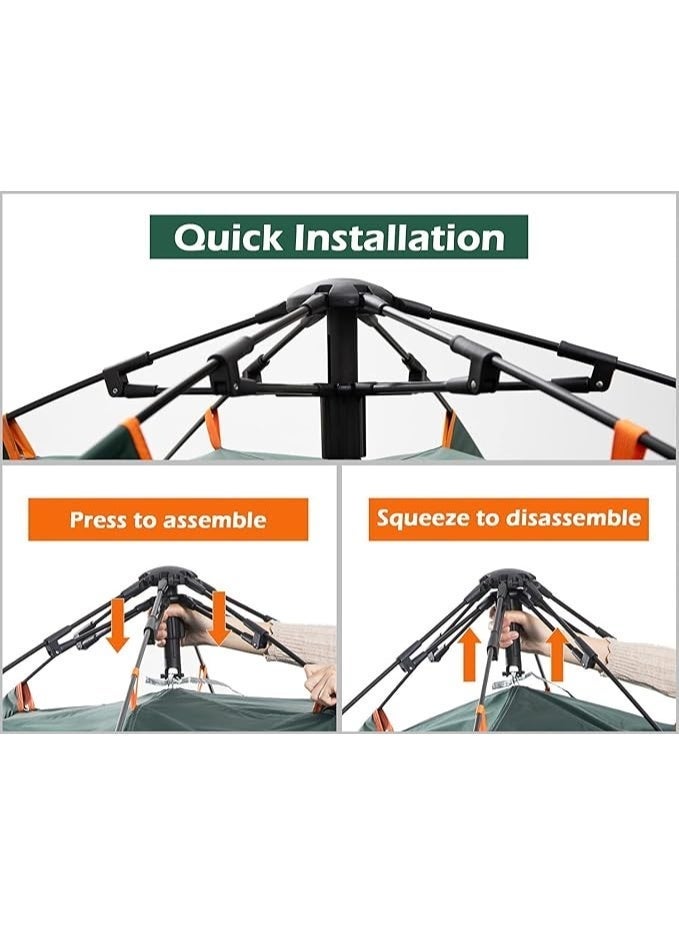 DEXO خيمة تخييم فورية قابلة للنفخ 200x200x135 سم – خيمة سهلة التركيب لـ 4 أشخاص مع حماية من الأشعة فوق البنفسجية، مقاومة للماء، خيمة سفر خفيفة الوزن للتخييم، المشي في الطبيعة والمهرجانات - Image 5